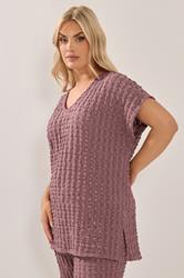 YOURS Plus Size Dusky Pink Bubble Textured T-Shirt | Yours Clothing 3