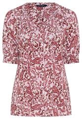 EVANS Curve Pink Floral Pintuck Blouse