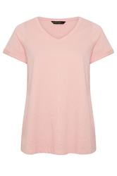 EVANS Curve Blush Pink V-Neck Cotton T-Shirt