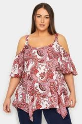 Paisley Hanky Hem Red Top 1