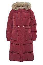 YOURS Curve Red Padded Parka Coat
