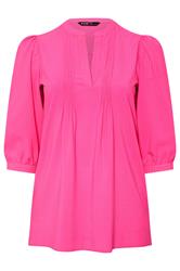 YOURS Curve Pink Woven Check Pintuck Blouse