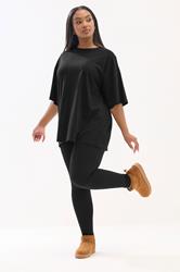 YOURS Plus Size Black T-Shirt & Legging Set | Yours Clothing 1