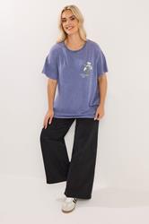 YOURS Plus Size Blue 'Wellness' Daisy Back Print T-Shirt | Yours Clothing 2