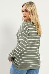YOURS Plus Size Green Stripe Knitted Jumper | Yours Clothing 2
