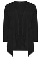 YOURS Curve Black Ribbed Waterfall Cardigan