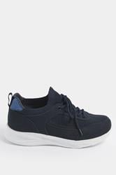 Navy Blue Knitted Trainers In Extra Wide EEE Fit | Yours Clothing 2