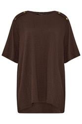 YOURS Plus Size Chocolate Brown Bubble Texture Top | Yours Clothing 5