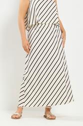 YOURS Plus Size Cream Stripe Maxi Skirt | Yours Clothing 3