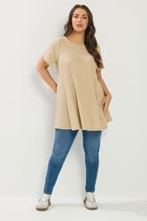 YOURS Plus Size Light Blue Ribbed Soft Touch T-Shirt | Yours Clothing 1