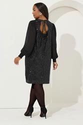 YOURS Plus Size Black Sequin Swing Dress | Yours Clothing 4
