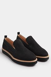 LTS Black Faux Suede Slip-On Loafers In Standard Fit | Long Tall Sally 3