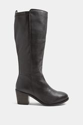 Dark Brown Real Leather Knee High Boots In Wide E Fit | Yours Clothing 2