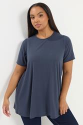 YOURS Plus Size Slate Grey Ribbed Swing Top | Yours Clothing 3