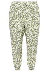 EVANS Curve Green Ikat Print Cuffed Harem Trousers