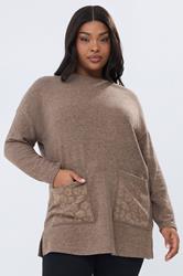 YOURS Plus Size Brown Leopard Diamante Embellished Pocket Top | Yours Clothing 3