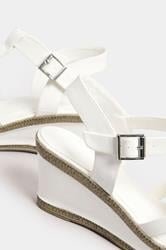 White Faux Leather T-Bar Wedge Sandals In Wide E Fit & Extra Wide EEE Fit | Yours Clothing 5