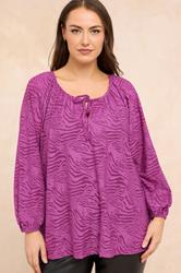 EVANS Plus Size Purple Zebra Burnout Blouse | Evans 3