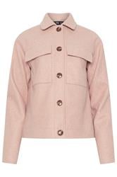 LTS Tall Light Pink Brushed Button Trucker Jacket