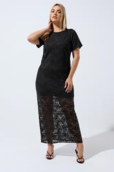 LIMITED COLLECTION Plus Size Black Lace 2-In-1 Maxi Dress | Yours Clothing 1