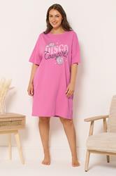 YOURS Plus Size Pink 'Disco Cowgirl' Sleep Tee Nightdress | Yours Clothing 2