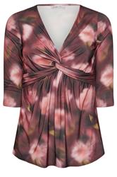 YOURS LONDON Curve Red Floral Knot Front Top