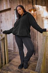 YOURS Plus Size Black Heavyweight Teddy Fleece | Yours Clothing  1