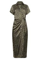 STAR Khaki Green Leopard Satin Maxi Dress | StarByJM 1