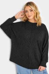 YOURS Curve Black Ribbed Soft Touch Top | Yours Clothing 4