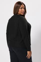 YOURS Plus Size Black Pearl Bow Front Through Cardigan 5