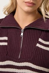 YOURS Plus Size Red Stripe Quarter Zip Jumper | Yours Clothing 4