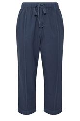 YOURS Plus Size Navy Blue Cool Cotton Barrel Trousers | yours Clothing 5