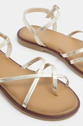 LTS Gold Cross Strap Sandals In a Standard Fit | Long Tall Sally 6