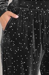 YOURS Plus Size Black Star Velour Wide Leg Trousers | Yours Clothing 4