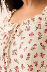 YOURS Plus Size Yellow Ditsy Floral Tie Neck Frill Cami Top | Yours Clothing 5
