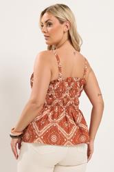 YOURS Plus Size Rust Orange Abstract Vest Top | Yours Clothing 4