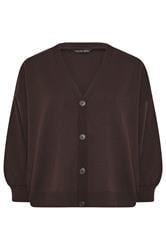 LIMITED COLLECTION Curve Chocolate Brown Balloon Sleeve Cardigan