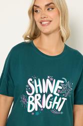 YOURS Plus Size Green 'Shine Bright' Sleep Tee Nightdress | Yours Clothing 4