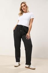 YOURS Plus Size Black Straight Leg Joggers | Yours Clothing 1