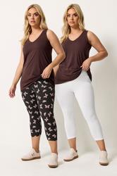 YOURSET 2 PACK Plus Size Black Butterfly Print Cropped Leggings | Yours Clothing 1
