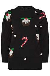 YOURS Plus Size Black Candy Cane Sequin Novelty Christmas Jumper | Yours Clothing 6