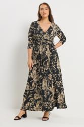 YOURS Plus Size Black Soft Touch Floral Wrap Dress | Yours Clothing 3