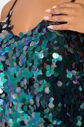YOURS LONDON Plus Size Teal Blue Sequin Slip Dress | Yours Clothing 5