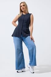 LIMITED COLLECTION Plus Size Navy Blue Seam Detail Waistcoat | Yours Clothing 1