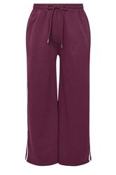 YOURS Plus Size Burgundy Red Side Stripe Wide Leg Joggers | Yours Clothing 6