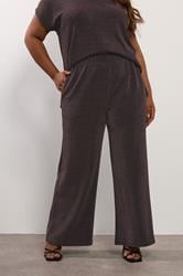YOURS Plus Size Black Metallic Wide Leg Trousers | Yours Clothing 3