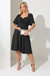 YOURS LONDON Plus Size Black Knot Detail Skater Dress | Yours Clothing 1