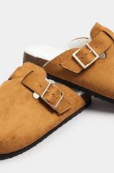 Chestnut Brown Faux Fur Lined Clogs In Extra Wide EEE Fit | Yours Clothing 5