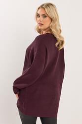 YOURS Plus Size Burgundy Red Essential Knitted Jumper | Yours Clothing 2