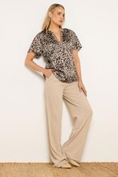LTS Tall Women's Brown Leopard Print Satin Top | Long Tall Sally 1
